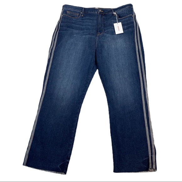 Good American Women’s Good Straight High Rise Stripe 24 Blue - Picture 3 of 14